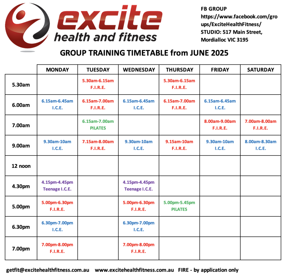 Timetable June 2025